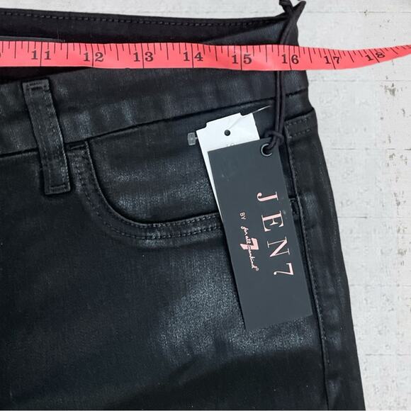 NWT Jen7 by 7 For All Mankind Coated Straight Ankle Jeans in Black Coat Size 12 - Picture 12 of 14